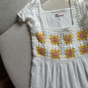 White Dress with Crochet flowers